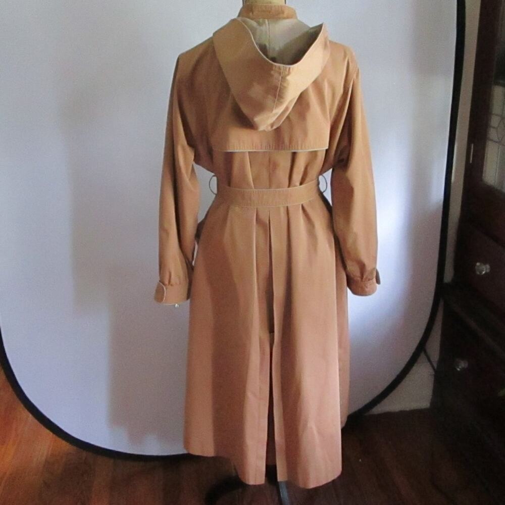 London Fog Taupe Trench Coat Hooded Belted Zip-Out Liner M/L Vintage Outerwear - Picture 5 of 17